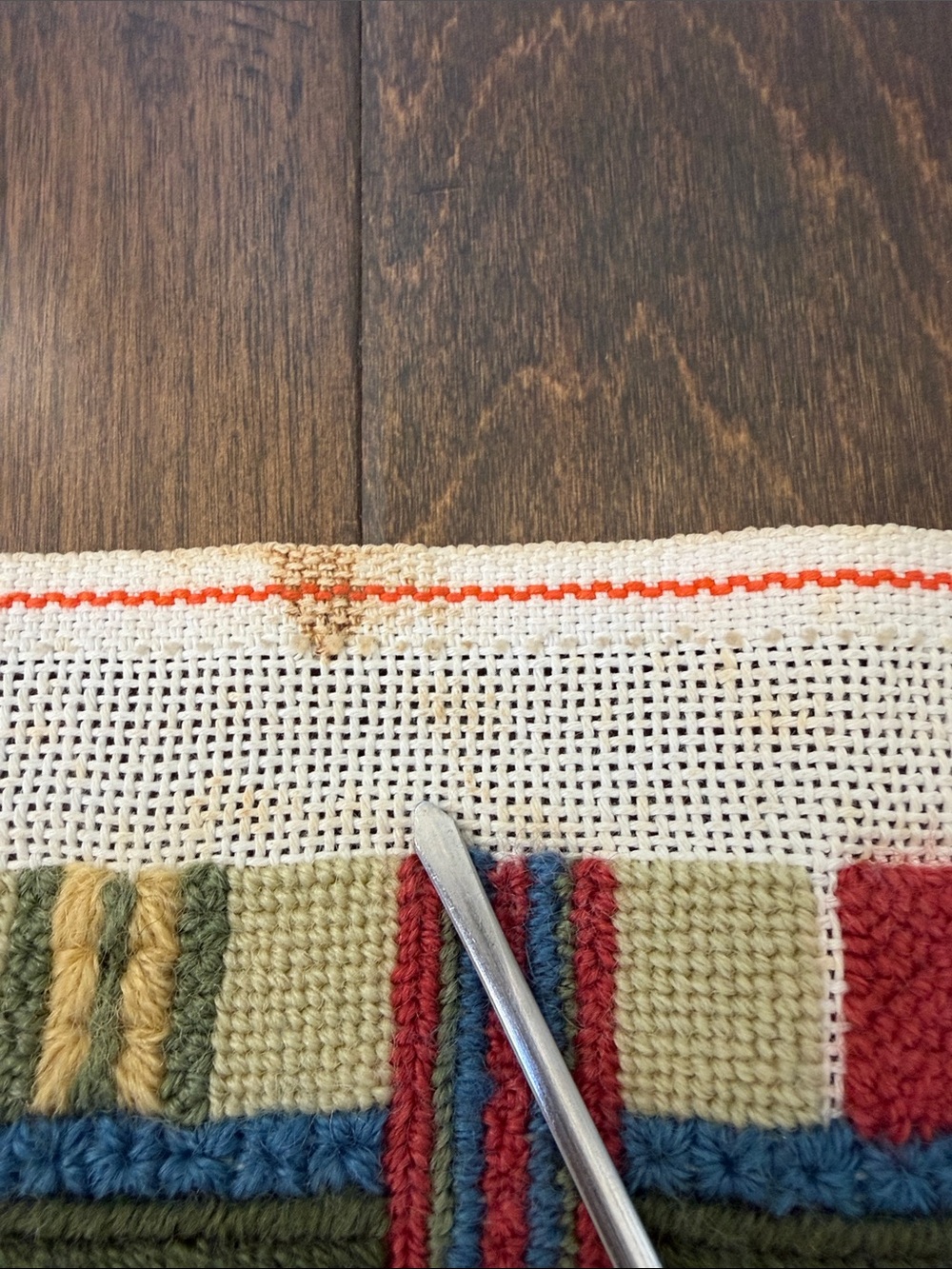 Incomplete Vintage plaid/patchwork Needlepoint - Picture 11 of 14